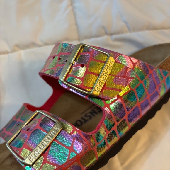 Birkenstock Pink Multicolor Buckle Slide Sandals Women’s Size 37 - Picture 5 of 10